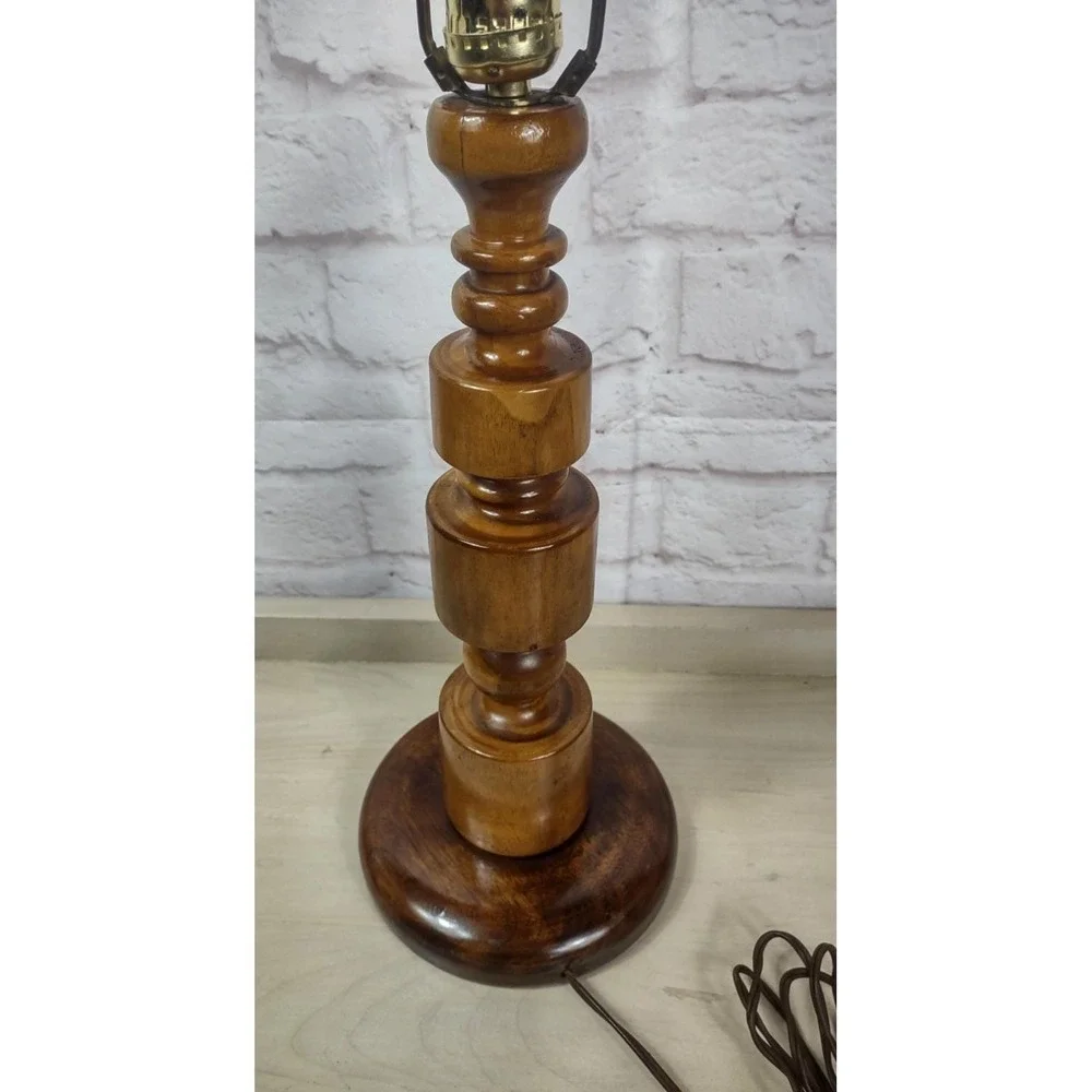 Vintage Wooden Table Lamp Base Retro Turned Wood Cottagecore Granny 1960's Chic